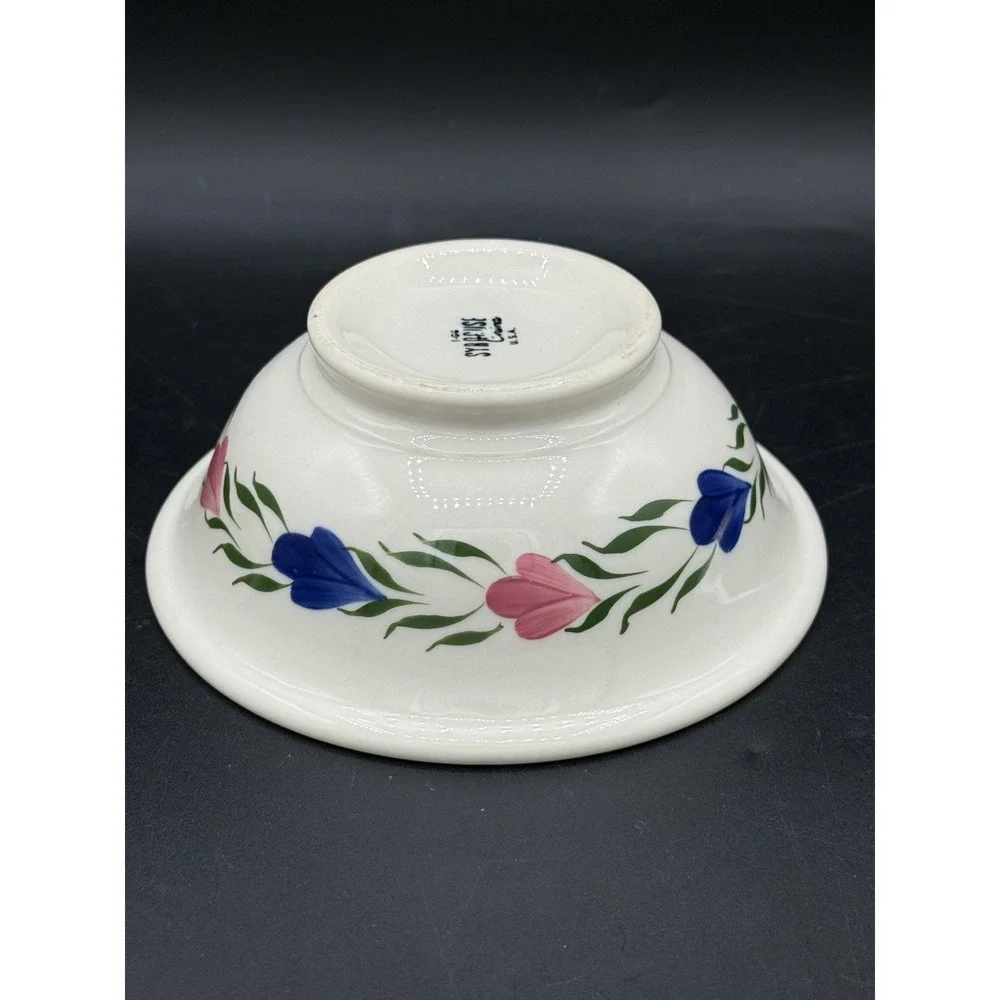Vintage Syracuse China Bowl Pink Blue Floral 1-66 USA Cottagecore Replacement